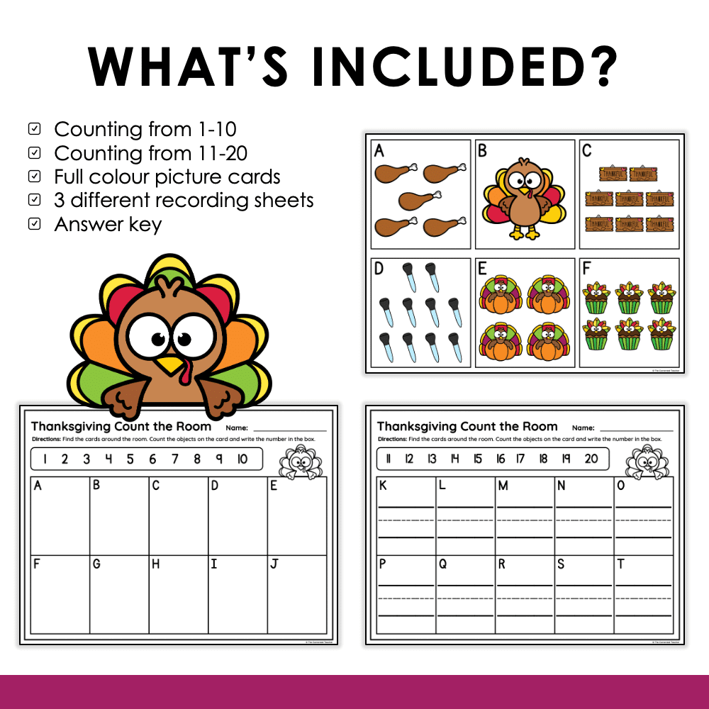 thanksgiving count the room kindergarten activity center