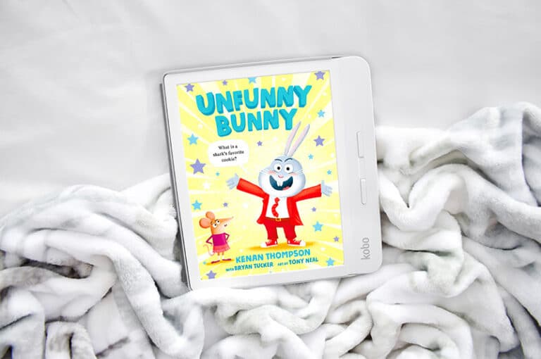 Unfunny Bunny by Kenan Thompson Book Cover featured on a white Kobo Libra H20